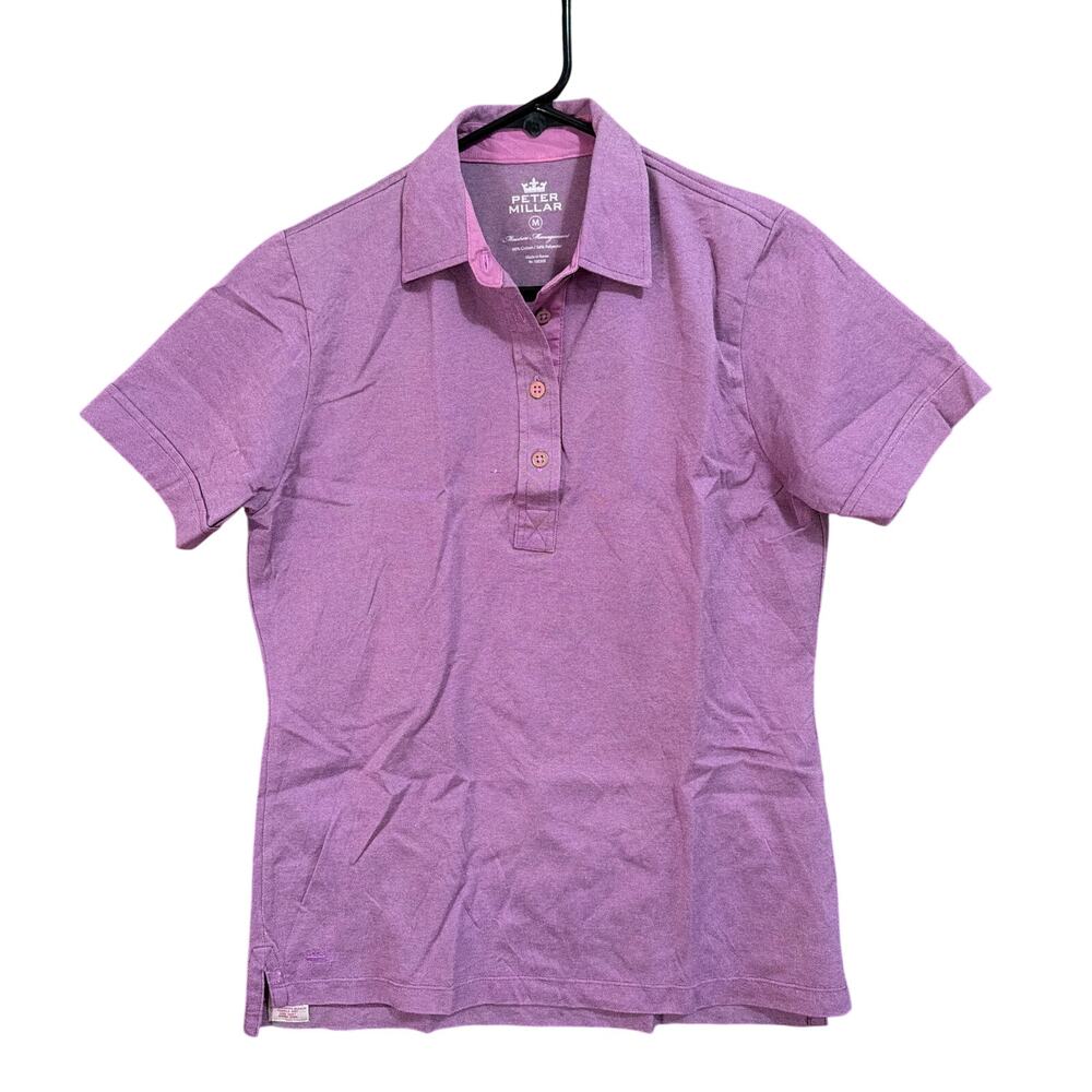 Peter Millar Womens Polo Purple Short Sleeve Preppy Casual Country Club Medium
